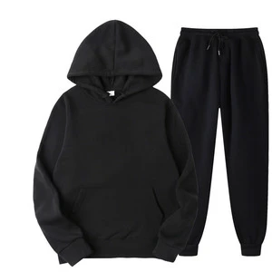 Heavy 100% Cotton Custom Spring And Autumn Blank Hoodie Two-piece Sports Suit Loose Casual Men With Sports Pants