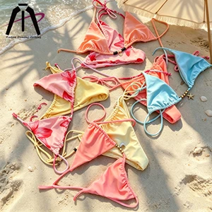 2026 Hot Sale Luxury Designer Women Swimwear Custom Logo High Waist Bikini Set Manufacturer Floral Printed Two Piece Swimsuit