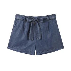 Women's Summer High-Waisted Plus Size Casual Denim Shorts Washed Ripped Hole Mini Jeans with Button Decoration Printed Pattern