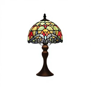 Vintage European Luxury Resin Glass Dome Lamp Flexible Simple Colorful Stained Glass Shade LED Adjustable Bedside Lamp for