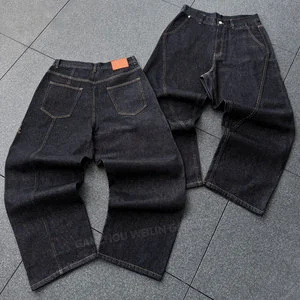 OEM Custom Men's Cotton Oversize Wide Leg Baggy Denim Jeans Pants Trousers for Men