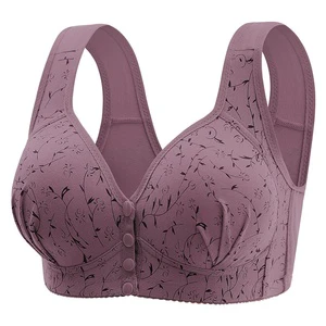 Cross-Border Plus Size Women's Summer Vest Bra Woven Everyday Style Wire-Free Support Fixed Cup Front Buckle for Middle-Aged