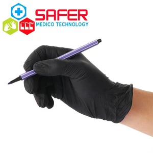 Black Nitrile Gloves Disposable Lightweight Waterproof Soft Comfortable Box of 100 Cleanroom Food Grade Safer Medico