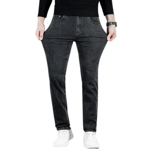 New Fashion High Quality Wholesale Price Straight Casual Wear Stretchable Plus Size Men's Jeans High Waist Lightweight Washed