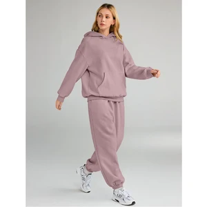 Hot Selling Winter Hooded 2-Piece Women's Track Suit Set Plus Size 100% Cotton