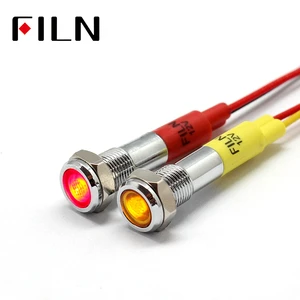 FILN Indicator Light Flat Signal Lamp Red Yellow with 20cm Cable LED Metal New Arrival 6mm Mini 12v 50 60 IP65 COOL WHITE 1000