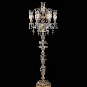 European Luxury Stand Light Indoor Decor Hotel Lobby Villa Hall High End Direct Factory Traditional Crystal Floor Lamp