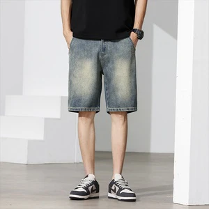 Vintage Denim Shorts Men's Summer Thin Straight Loose Mid-waist Mid-length Fashion Brand Casual Cropped 2026 New Style