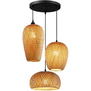 DreamCraft Vietnamese Made Japanese Retro Style Bamboo Wood Craft Lantern Pendant Lamp