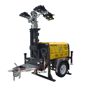 Trailer-Derived Mobile LED Light Tower With IP67 DC Power Supply White Emission for Landscape Application Diesel Fuel