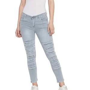 New Style Winter Casual Outdoor Use Women's Jeans Pants Best Quality Solid Dark Wash 100% Cotton for Women in Cheap Price
