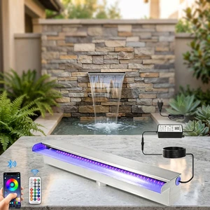 Outdoor 304 Stainless Steel Swimming Pool Water Sheer Descent Garden Pond Waterfall Spillway Cascada Piscina