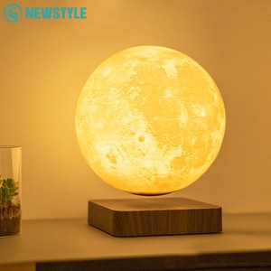 Novelty Levitating Moon Night Light 360° Rotation Magnetic Floating LED Lamp 3 Colors ABS Material for Home Office Desk Decor