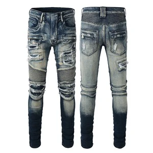 New Low Rise Button Men Plus Size Double Waisted Men Straight Pantalones Jeans Hombre White Patched Shaded Jeans