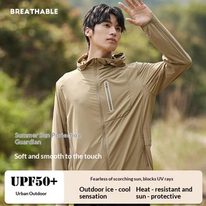 Men's Ice Silk Sun Protection Clothing, Summer Thin Hooded Breathable Jacket, Outdoor UV Protection Fishing Shirt