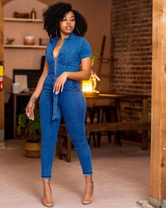 Women Denim Jumpsuit Ladies Jeans Rompers Female Casual Overall With Pocket