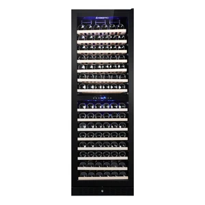 Vinopro Large 164 Bottle Dual Zone Commercial Black Glass Display 428L Restaurant Wine Cooler Cellar Fridge Wine Refrigerator