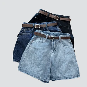Wholesale Summer Loose Selling Women's Casual Denim Shorts High Waisted Fashion Solid Color Retro Short Jeans for Women