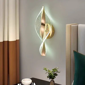 Factory Price Living Room Decorative Modern Gold Wall Lamps Interior Exterior Bedside Acrylic Wall Light For Home