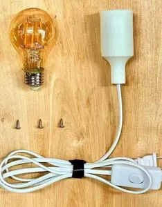 1.8m Euro Gauge Plug Cord +E27 Bare Silicone Tip 85-265V E27 Bulb with Cable Set Table Lamp Bulb