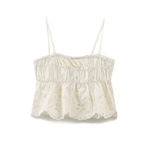 Summer Women's Wear 2025 New Fashion Embroidered Camisole Retro Casual Sleeveless Slim Sexy Women's Vest
