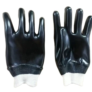 Chemical-Resistant PVC Safety Gloves Anti-Slip Waterproof Features Adjustable Wristlet Secondary Dipping Industrial Work 16 oz