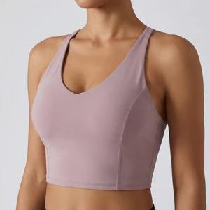 Custom Lightweight Women's Fitness Sports Bra Breathable Adjustable Straps Medium Support Nylon Front Four-Way Stretch Running