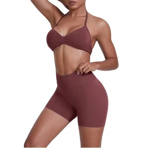 Top Seamless Backless Gym Fitness Running Vision Sports Bra New Popular Women's High Elastic Shock-proof Cross Back Yoga Halter