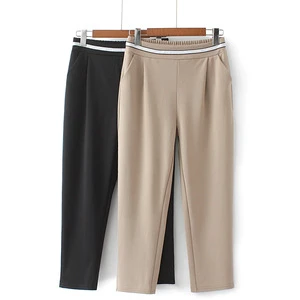 Women's All-Season Casual Straight Pants 2025 New Spring Summer Collection Middle-Aged Elderly Elastic Waist Thin Design