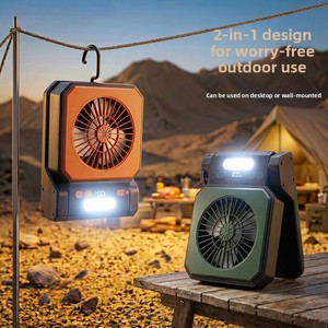 Solar-Powered ABS Camping Fan Lamp USB Rechargeable Battery Ultra-Long Battery Life Portable Strong Airflow Integrated Lighting