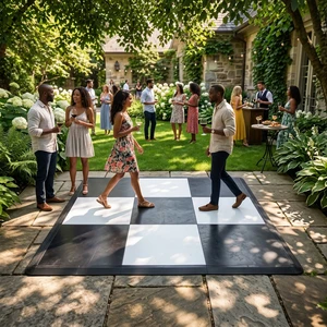 Custom Portable Anti-Slip Interlocking Vinyl Dance Floor for Hotels & Hospitals with Graphic Design