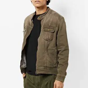Covered Button Style Slim Fit Men's Jeans Jacket Wholesale Different Colors Apparel Clothing Denim Jacket for Men's