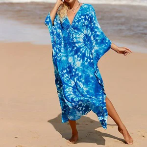 Summer Cotton Printed Beach Cover-Up Sundress with Sun Protection Casual Vacation Skirt for 2025