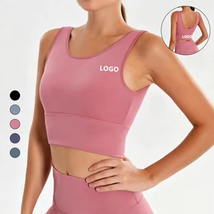 2026 New European American Full Wrap Breathable Fashion Vest Sports Bra High Support Deep U Beautiful Back Shock Front Logo