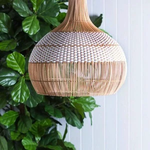 Wholesale Bamboo Pendant Light Handmade Wooden Pendant Lamp Hanging Handcrafted Bamboo Wicker Pendant Light