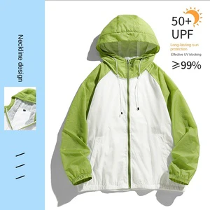 Summer New UV-resistant Quick-drying Color-matching Sun-blocking Clothing Cool-Feeling Breathable Thin Hooded Rash Guard