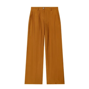 Breathable Mid Waist Women's Casual Long Pants Autumn Woven Brown Full Length Trousers