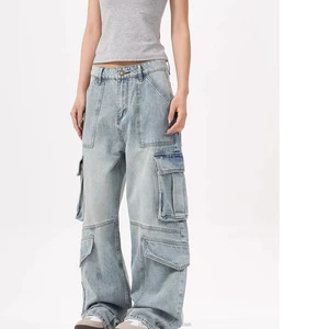 Designer Vintage Washed Light Blue Men's Jeans Loose Fit Comfortable Stretchy Custom Made Men's Jeans