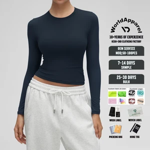 Women Yoga Casual Crew Neck Breathable Fitness Soft Long Sleeve Yoga Four Way Stretch Activewear Tops Quickly Dry Long Sleeve