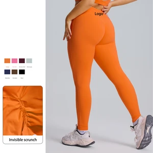 Custom Logo EU/US Size 3XL V-shape Hidden Scrunch Leggings High Waist Stretchy Quick Dry Tight Fitness Gym Outfit Yoga Leggings