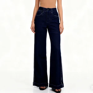 Casual Design Women's Loose Jeans Wide-leg Medium Waist Classic Denim Jeans