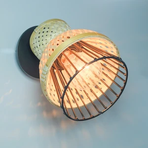 Hot Selling High Quality Handmade Natural Bamboo Wall Lamp Comfortable Warm Light for Bedroom Hotel Home Beautiful Woven