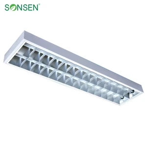 Modern Office LED Grille Light Fixture T8 2x36W Recessed Mounted Louver Type Troffer Grid Lights E27 5-Year Warranty for School