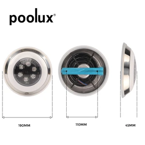 Poolux 304SS RGB Surface Mounted LED Swimming Pool Light IP68 Waterproof Pool Lamp with Plastic Ring