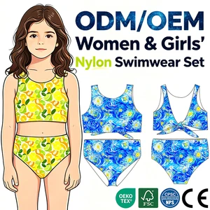 Custom Printed New Girls' Summer Swimwear Set Beach Shorts Fashion Girls Beachwear Teen Girls 2-piece Sleeveless Swimsuit Bikini