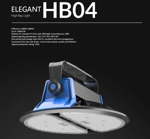 HB04 400-1000W 4100K/6000K 3500K/5000K LED High Bay Light 150LM/W IP66 IK08 10-20KV Surge DALI/1-10V LUMILEDS Meanwell 5-Year