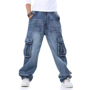 Men's Loose Wide Leg Plus Size Stonewashed Denim Eco-Friendly Breathable Winter 3D Pattern Outdoor