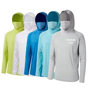 Men Women Upf50 Quick Dry Breathable Fishing Shirts Logo Design Hooded Fishing Hoodie Long Sleeve Fishing Jersey Custom Mask