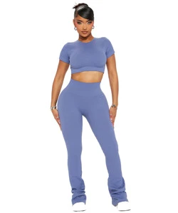 Women's Plus Size Customizable Sports Outfit Stretchy Two-Piece Fitness Suit Solid Rib Bras Short Outerwear Yoga Lady Clothing