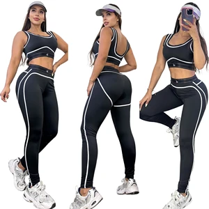 Women's High Waist Hip Lift Abdomen Compression Fitness Suit High Elastic Sports Bra + Leggings 2-piece Running Yoga Sports Set